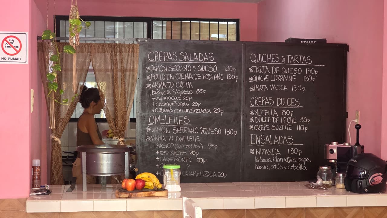Pizarrón con el menú del día